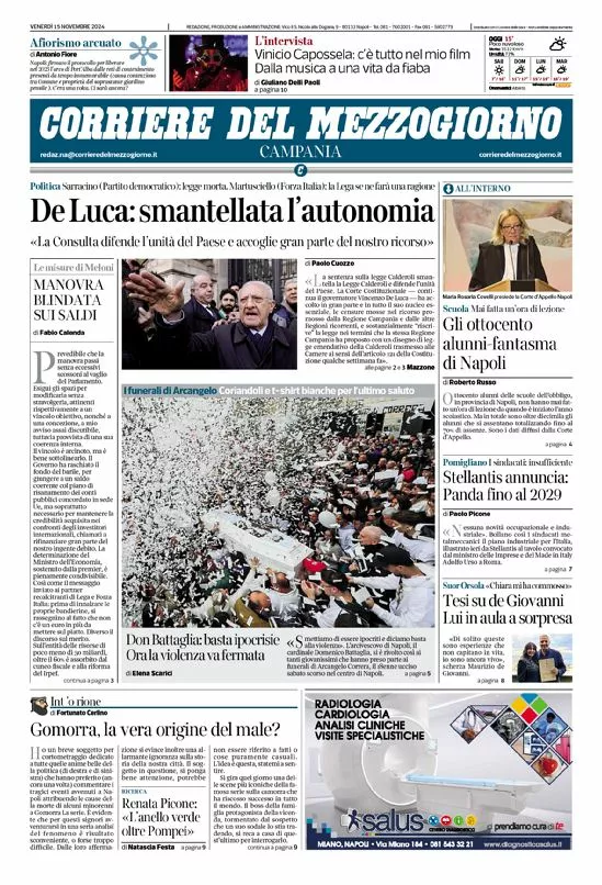 Prima-pagina-corriere del mezzogiorno-del-2024-11-15